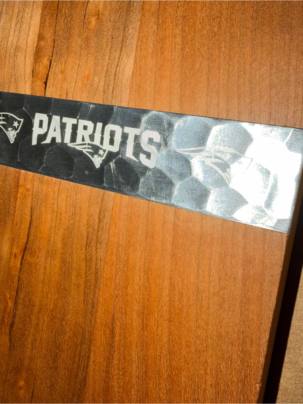 New England Patriots Charcuterie Board Wendell August Forge USA made 18x6 wood